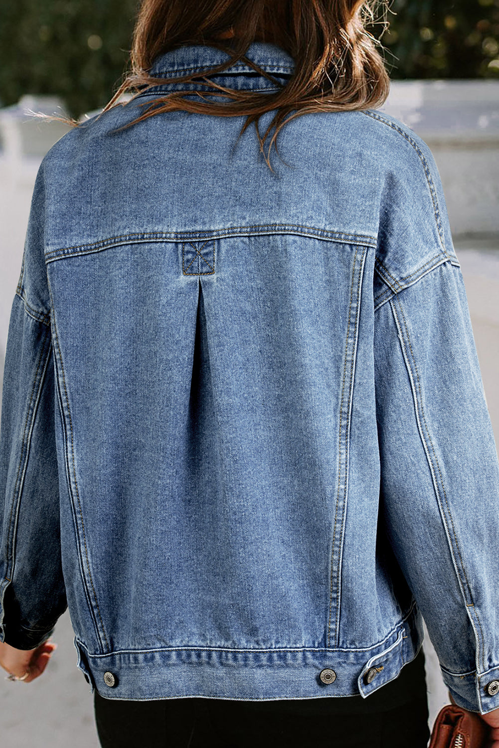 Light Blue Washed Oversized Pocketed Denim Jacket