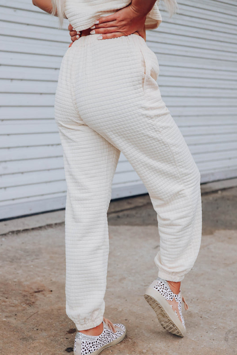 White Lattice Textured Cropped Tee