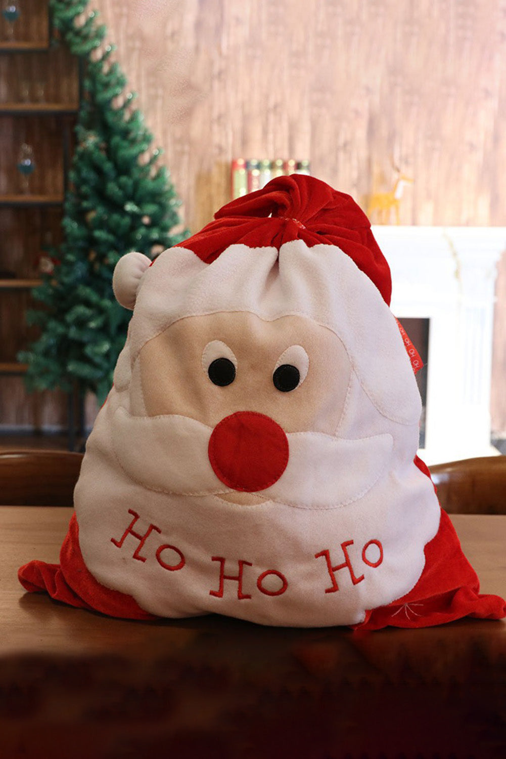 Fiery Red HO HO HO Santa Claus Christmas Gift Bag