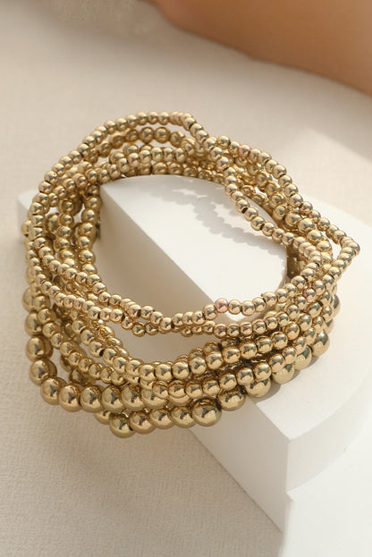 Gold 7pcs Minimalist Beaded Luxury Bracelet Set