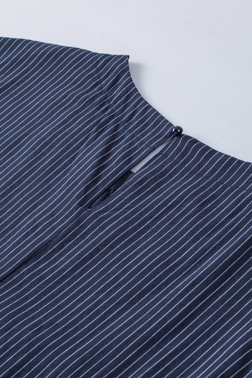 Navy Blue Boho Striped Cap Sleeve Dress