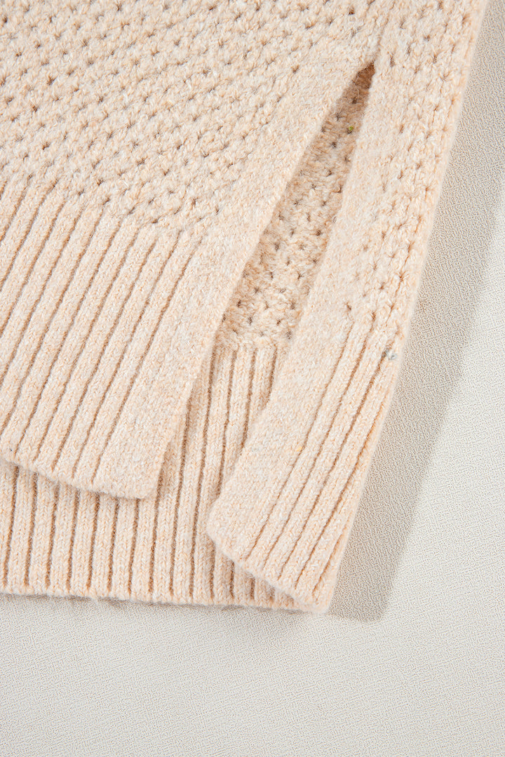 Parchment Plain Oversized Hollowed Knit Sweater