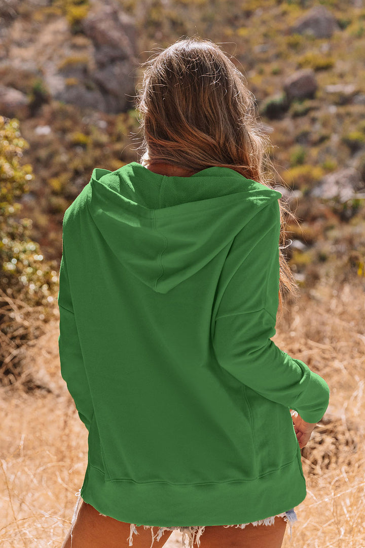 Orange Snap Button Long Sleeve Oversized Hoodie