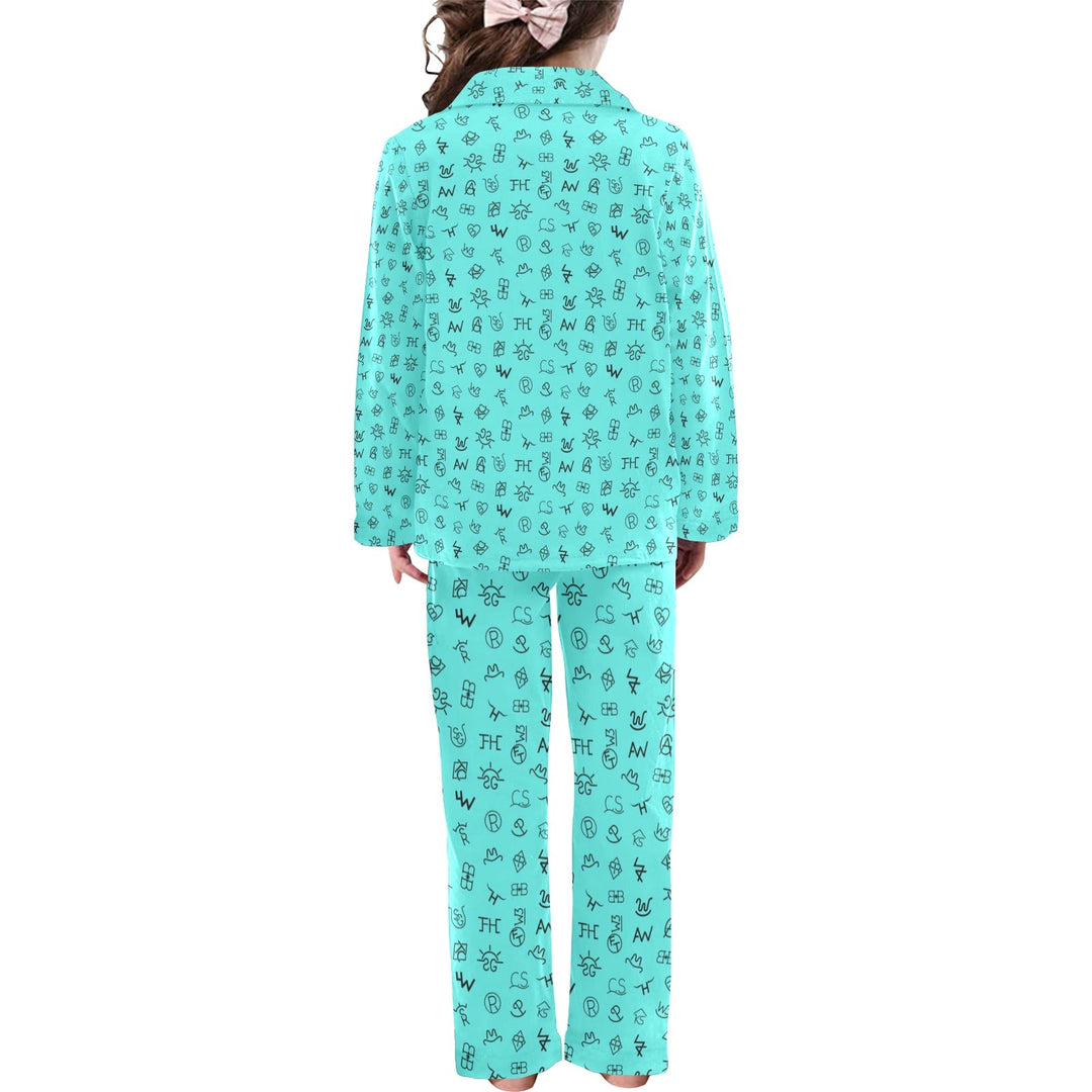 Turquoise Cattle Brands Girl's Western Pajama Set
