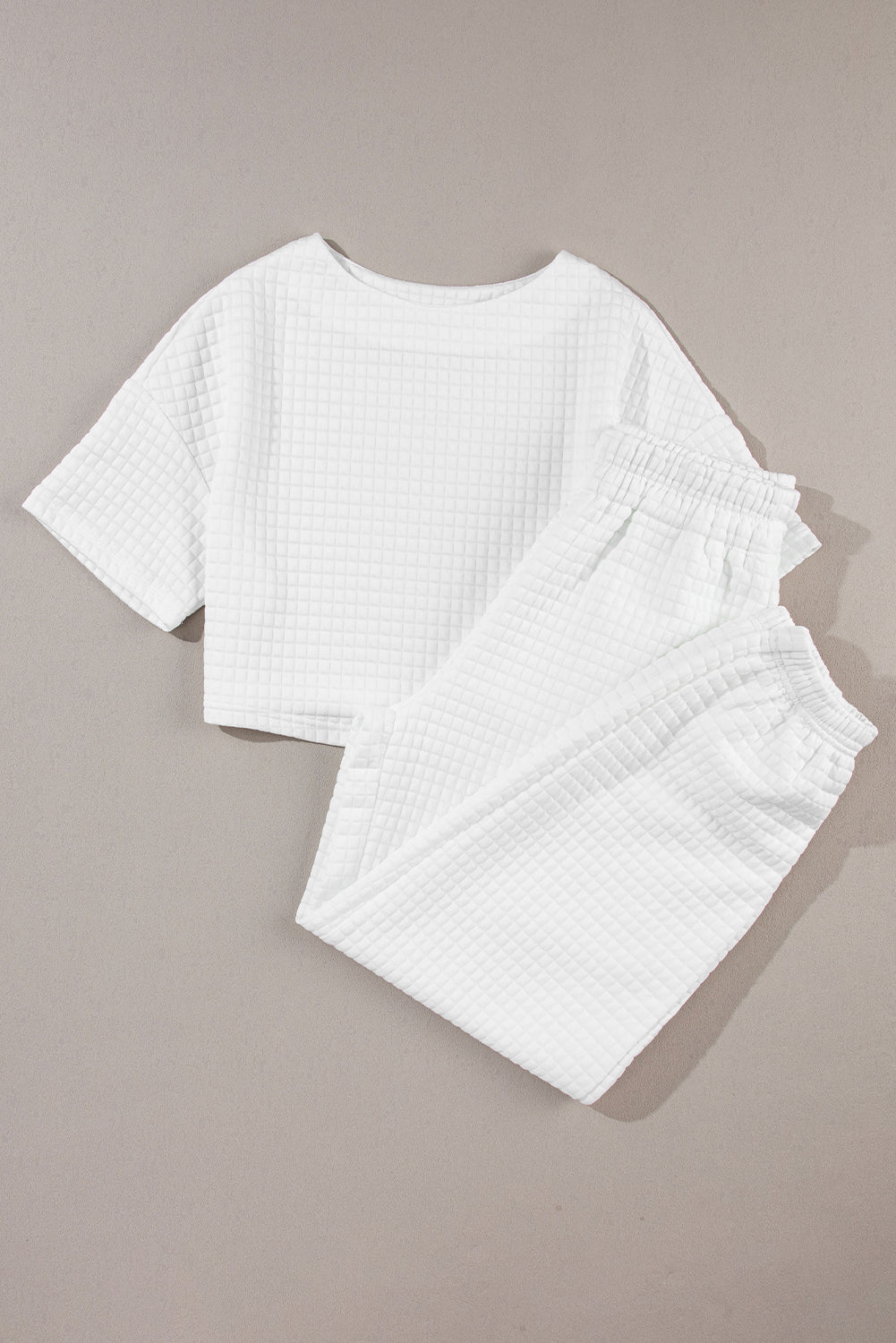 White Lattice Textured Cropped Tee