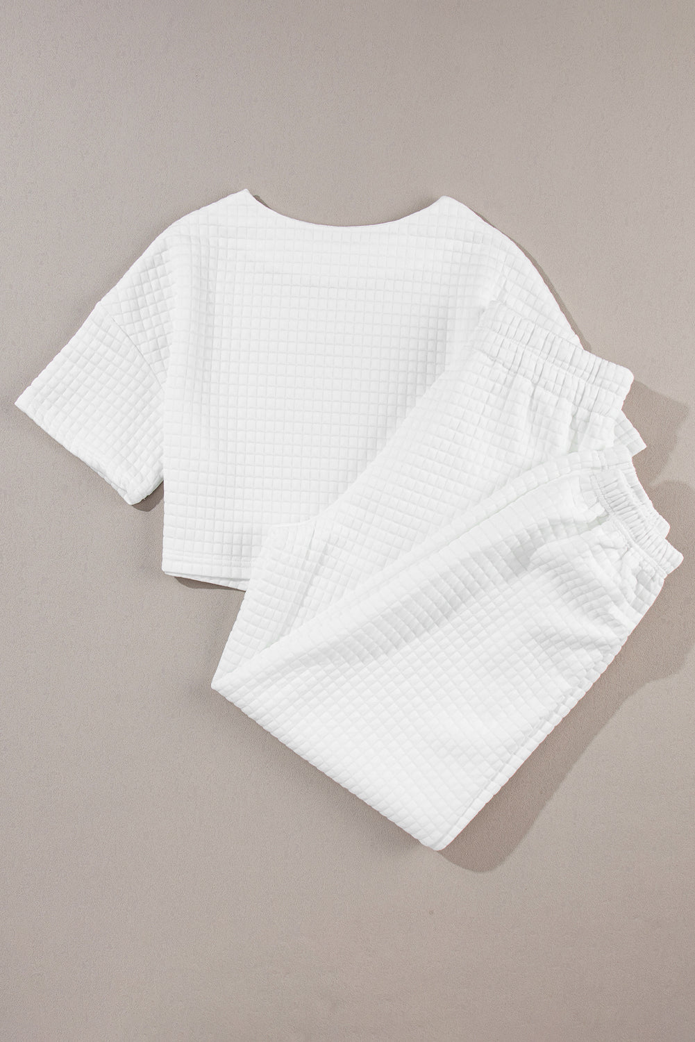 White Lattice Textured Cropped Tee