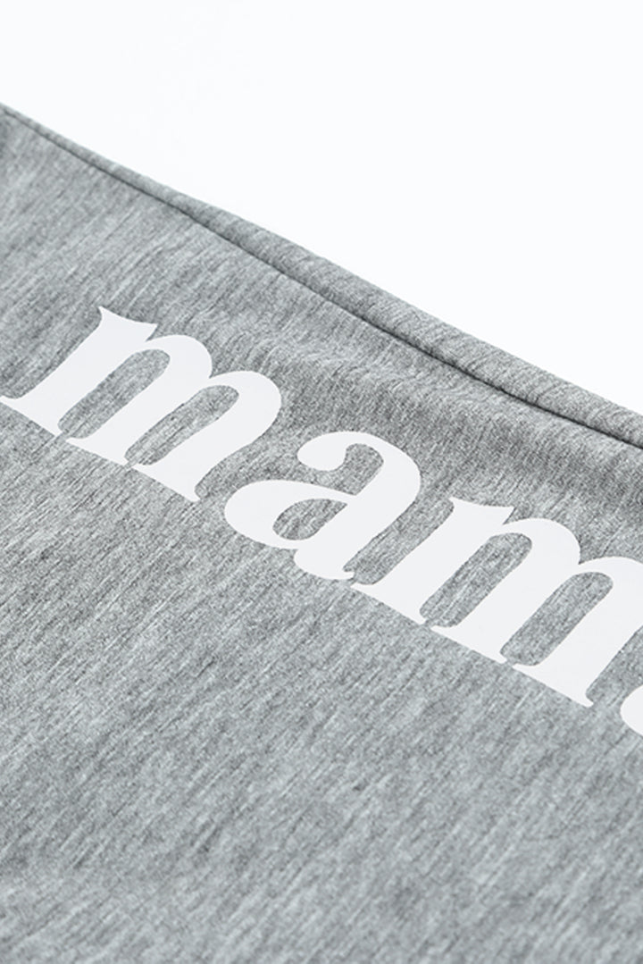 Grey Mama Letter Print Drawstring High Waisted Jogger Pants