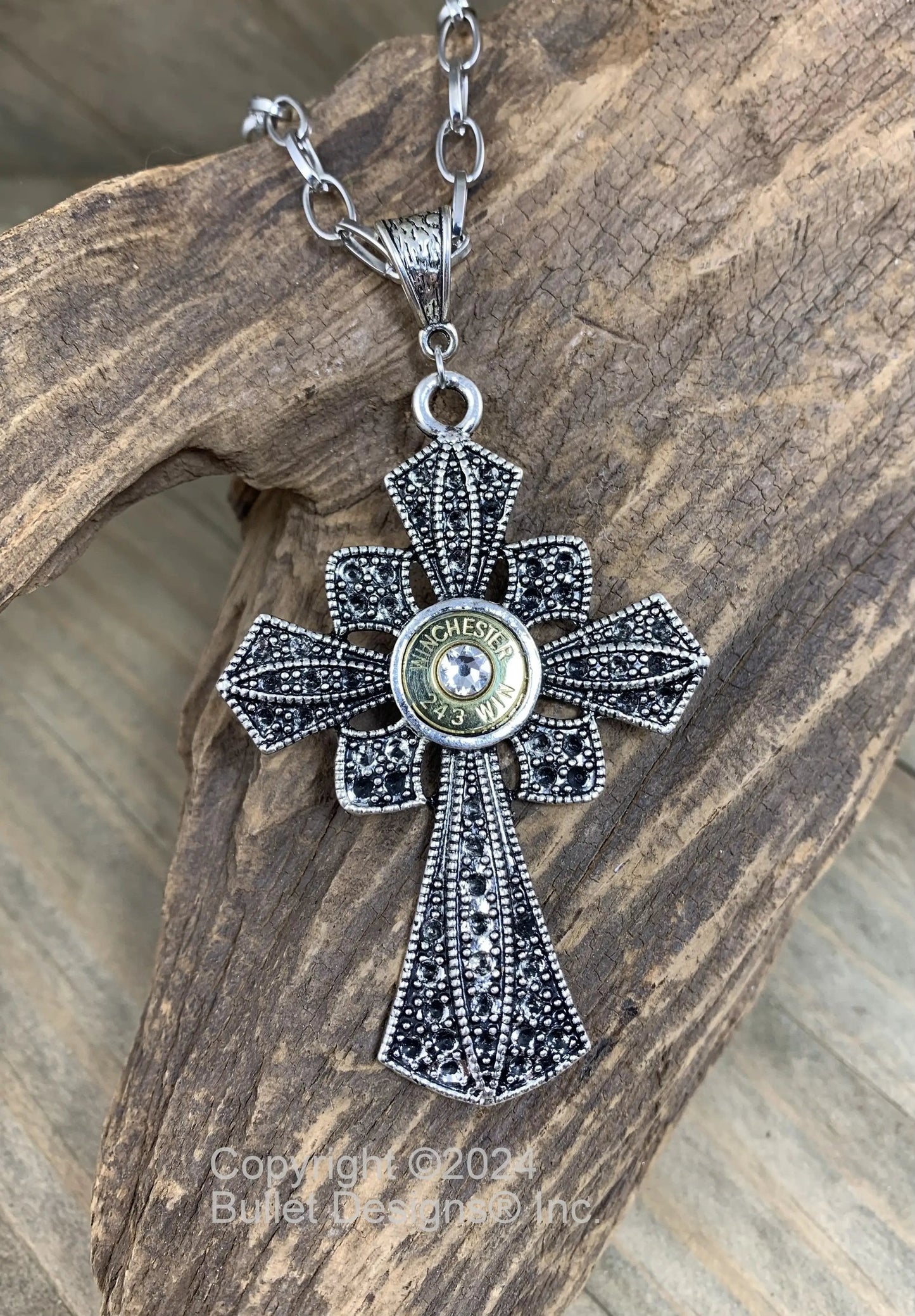 Cross Necklace, Antique & Black Custom Bullet Necklace, Nickel or Brass, 308, 30-06,  243, 45 Auto, 270, 6.5 Creedmoor, 7mm-08