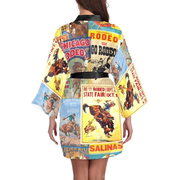Vintage Rodeo Poster Women's Lounge Kimono Robe