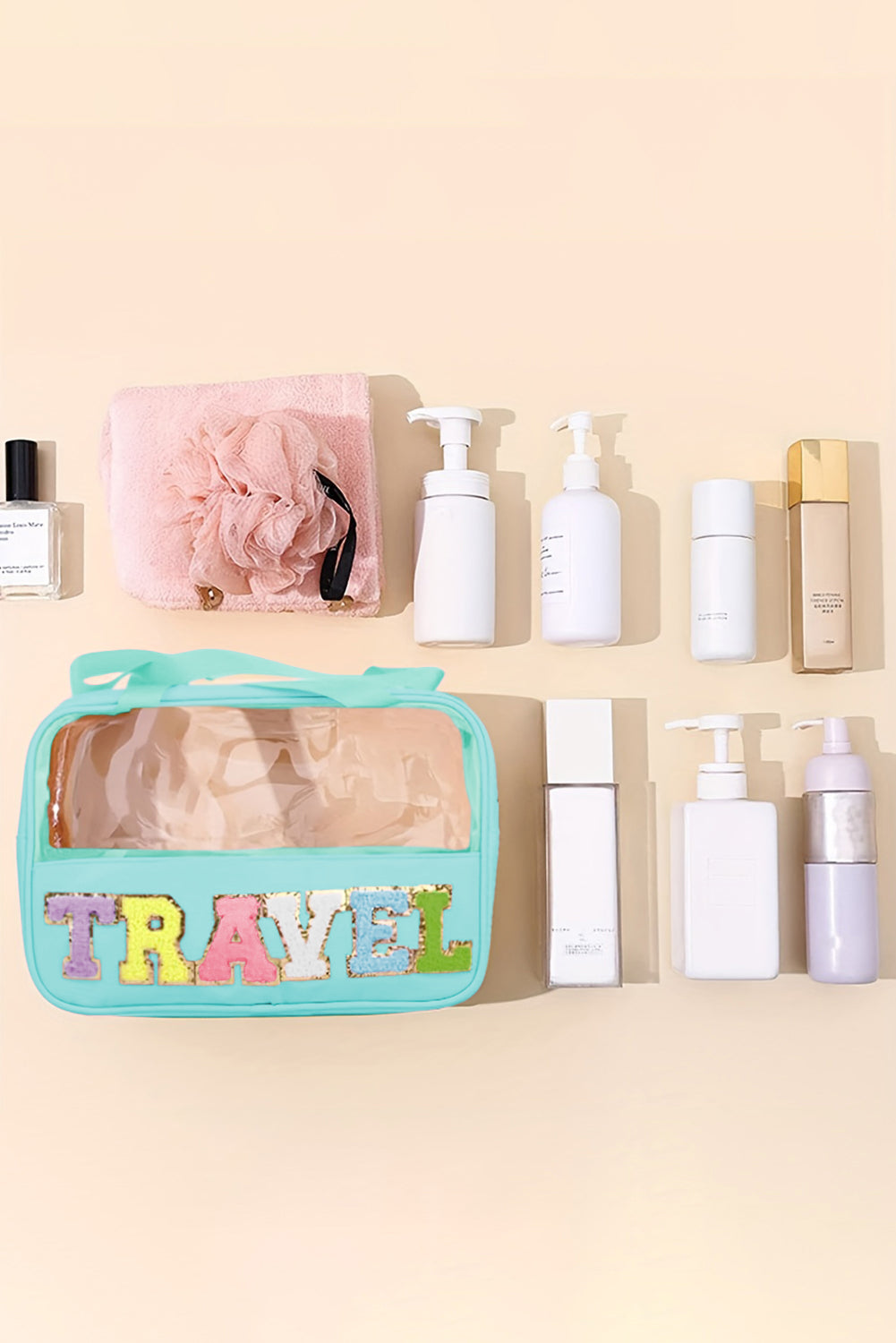 Parchment TRAVEL Letter Clear PVC Makeup Bag