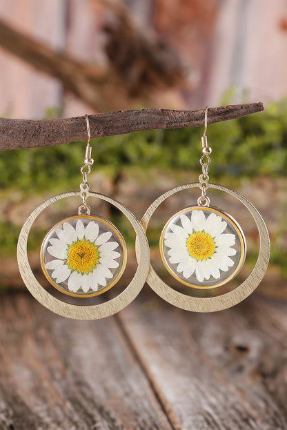 Gold Boho Daisy Dangle Earrings