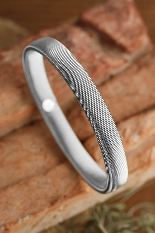 Silvery Stretchy Metal Wide Bangle