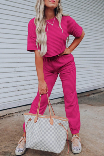 White Lattice Textured Cropped Tee