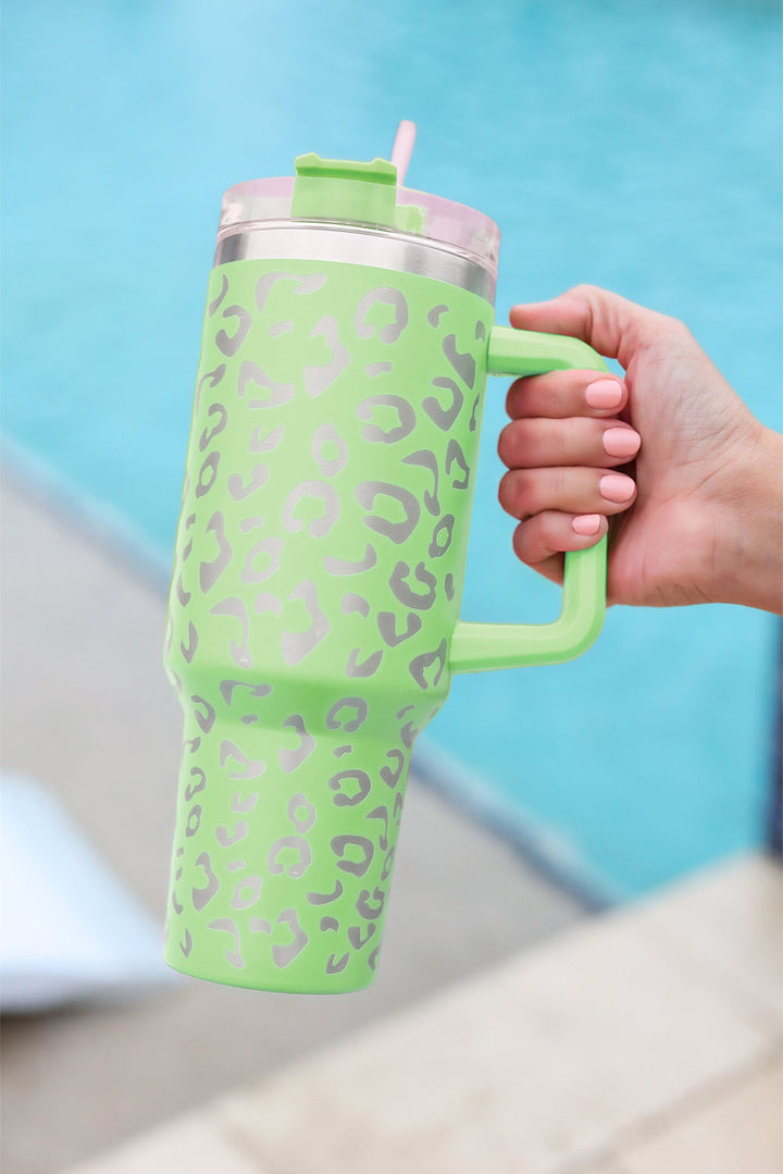 Green 304 Leopard Stainless Double Insulated Tumbler Mug with Handle