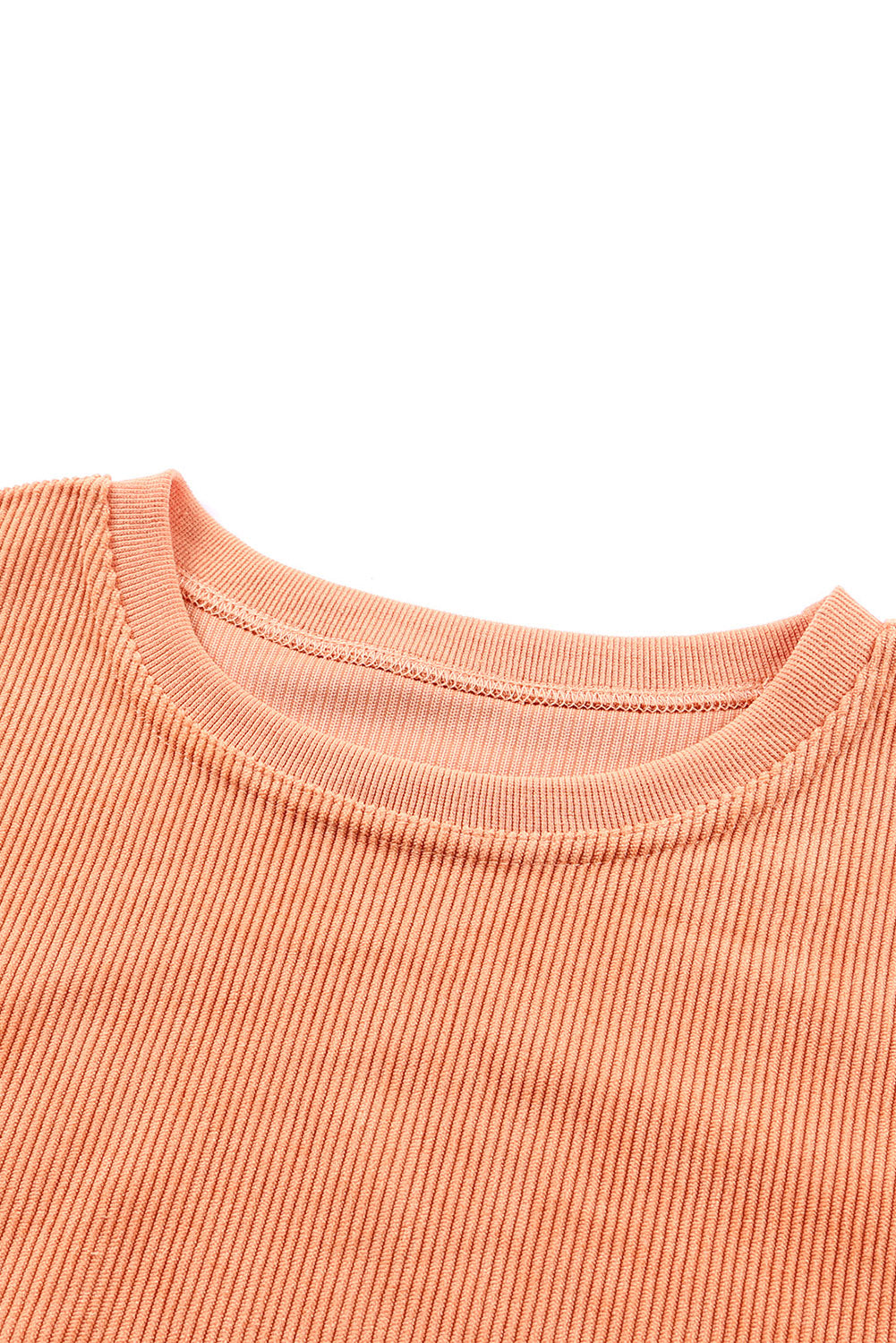 Apricot Drop Shoulder Ribbed Oversized Sweatshirt