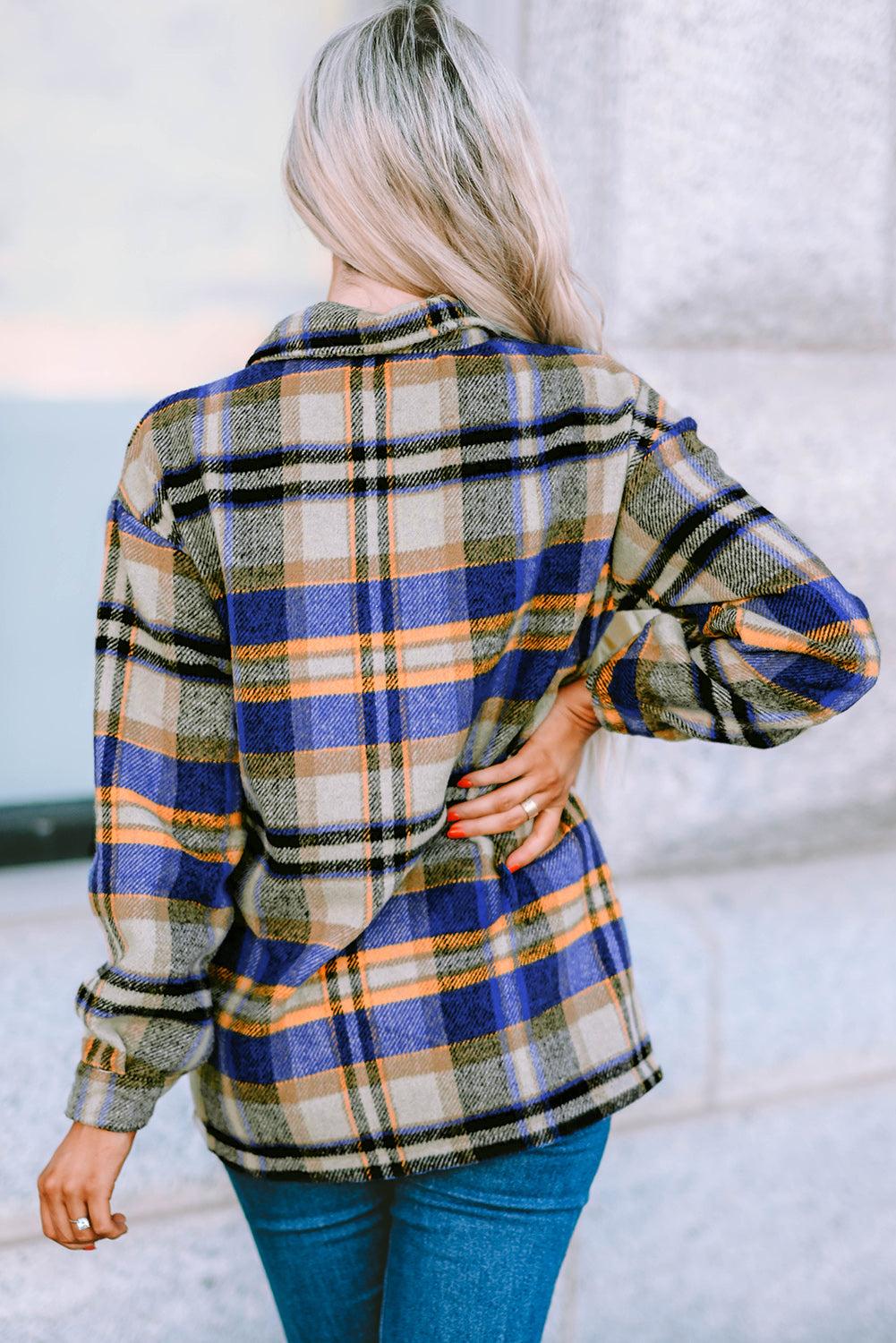Red Plaid Button Front Pocket Shirt Shacket