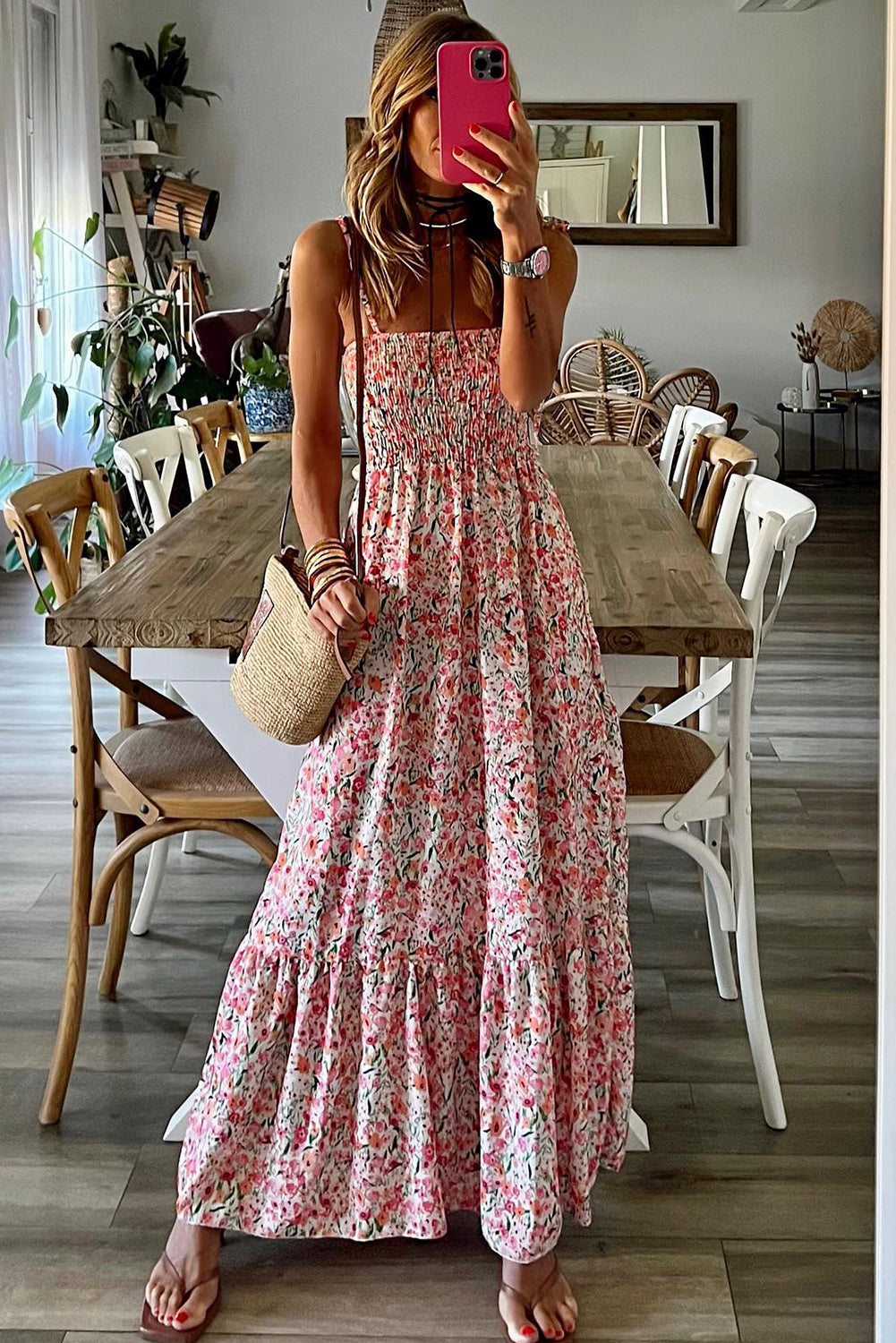 white floral maxi dress