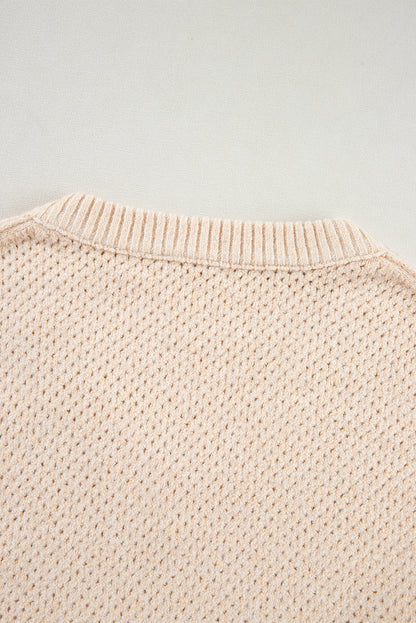 Parchment Plain Oversized Hollowed Knit Sweater