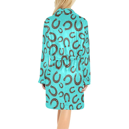 Turquoise Horseshoe Women's Western Bath Robe