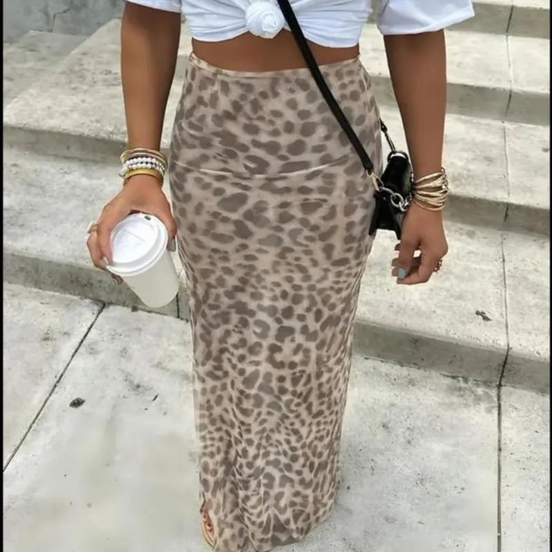 Leopard Printed Maxi Pencil Skirts