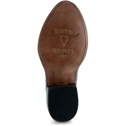 Men's  Brown Ostrich Print Cowboy Boots (H7002)